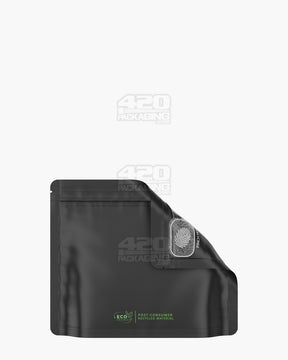Matte-Black 8" x 6.7" PCR Mylar Pinch N Slide 3.0 Child Resistant & Tamper Evident Exit Bags (28 grams) 250/Box