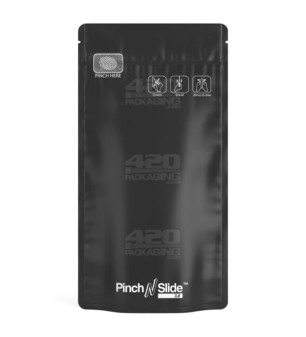 Matte - Black 5" x 8.8" Mylar Pinch N Slide 3.0 Child Resistant & Tamper Evident Vista PCR Bags (14 grams) 250/Box - 1