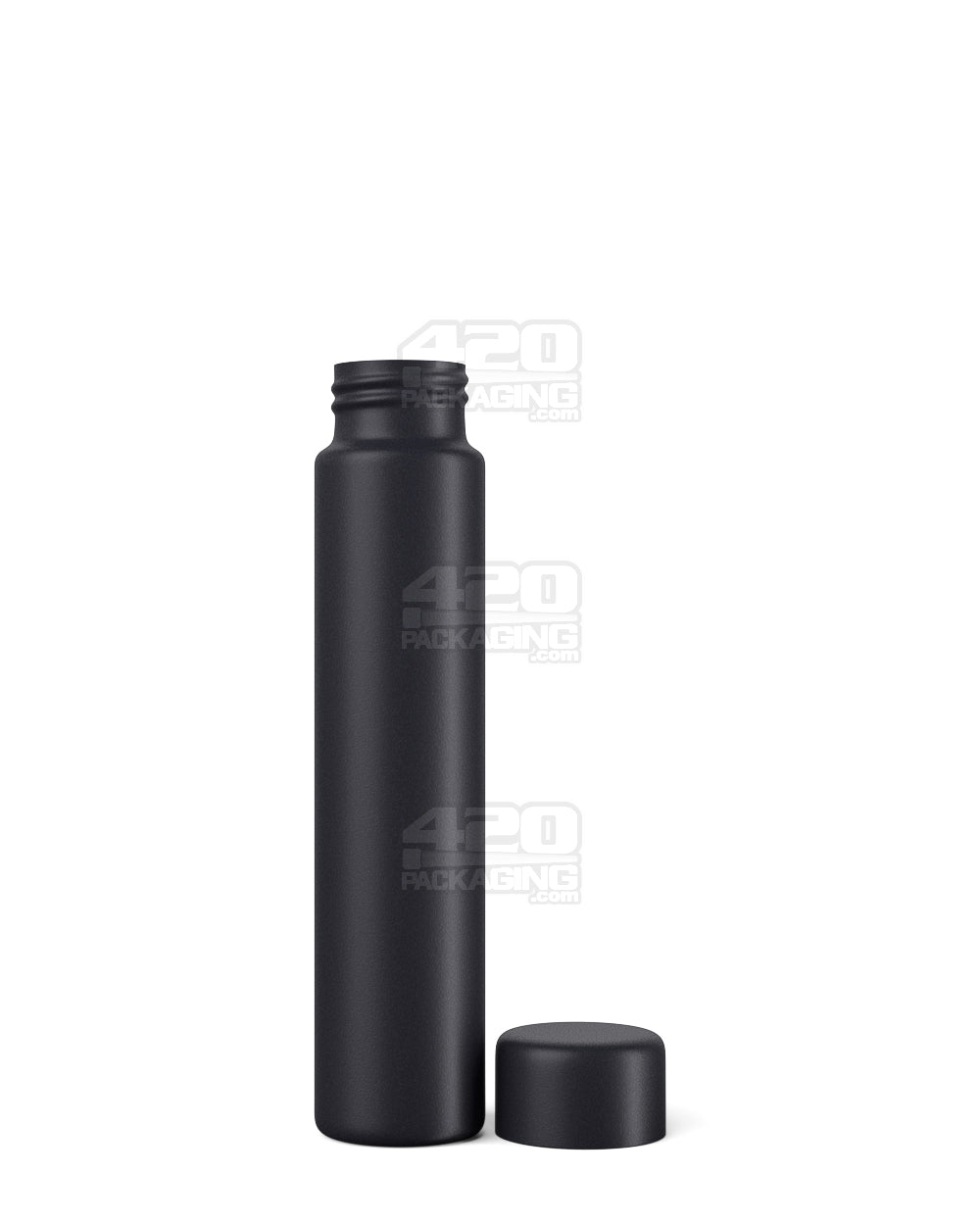 95mm Black Opaque Child Resistant Push Down and Turn Screw On Metal Pre-Roll Tubes w/ Cap 100/Box