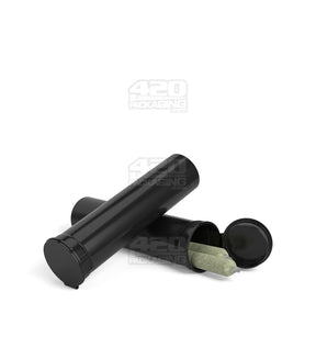 88mm Child Resistant 1-1/4 Size Pop Top Opaque Black Plastic Pre-Roll BiTubes 1000/Box