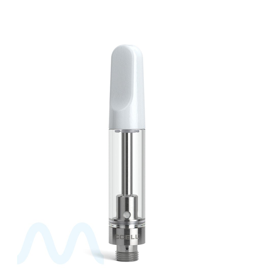 CCELL TH2 - SE Glass Vape Cartridge 1ml w/ Snap Fit White Plastic Mouthpiece Connection 100/Box - 1