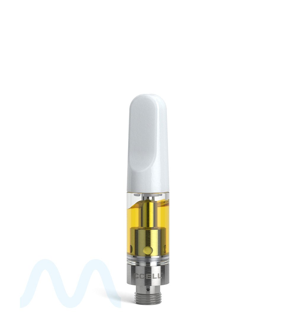 CCELL TH2 - SE Glass Vape Cartridge .5ml w/ Snap Fit White Plastic Mouthpiece Connection 100/Box - 5