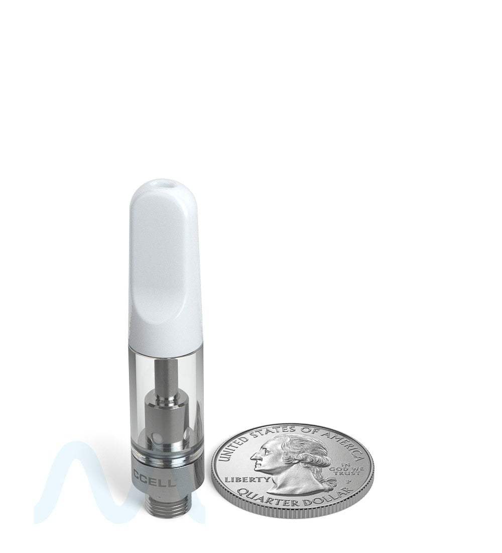 CCELL TH2 - SE Glass Vape Cartridge .5ml w/ Snap Fit White Plastic Mouthpiece Connection 100/Box - 9