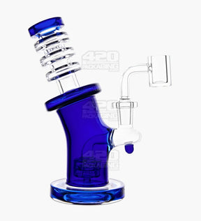 Bent Neck Ringed Triple Glass Water Pipe w/ Thick Base | 6.5in Tall - 14mm Bowl - Blue - 2