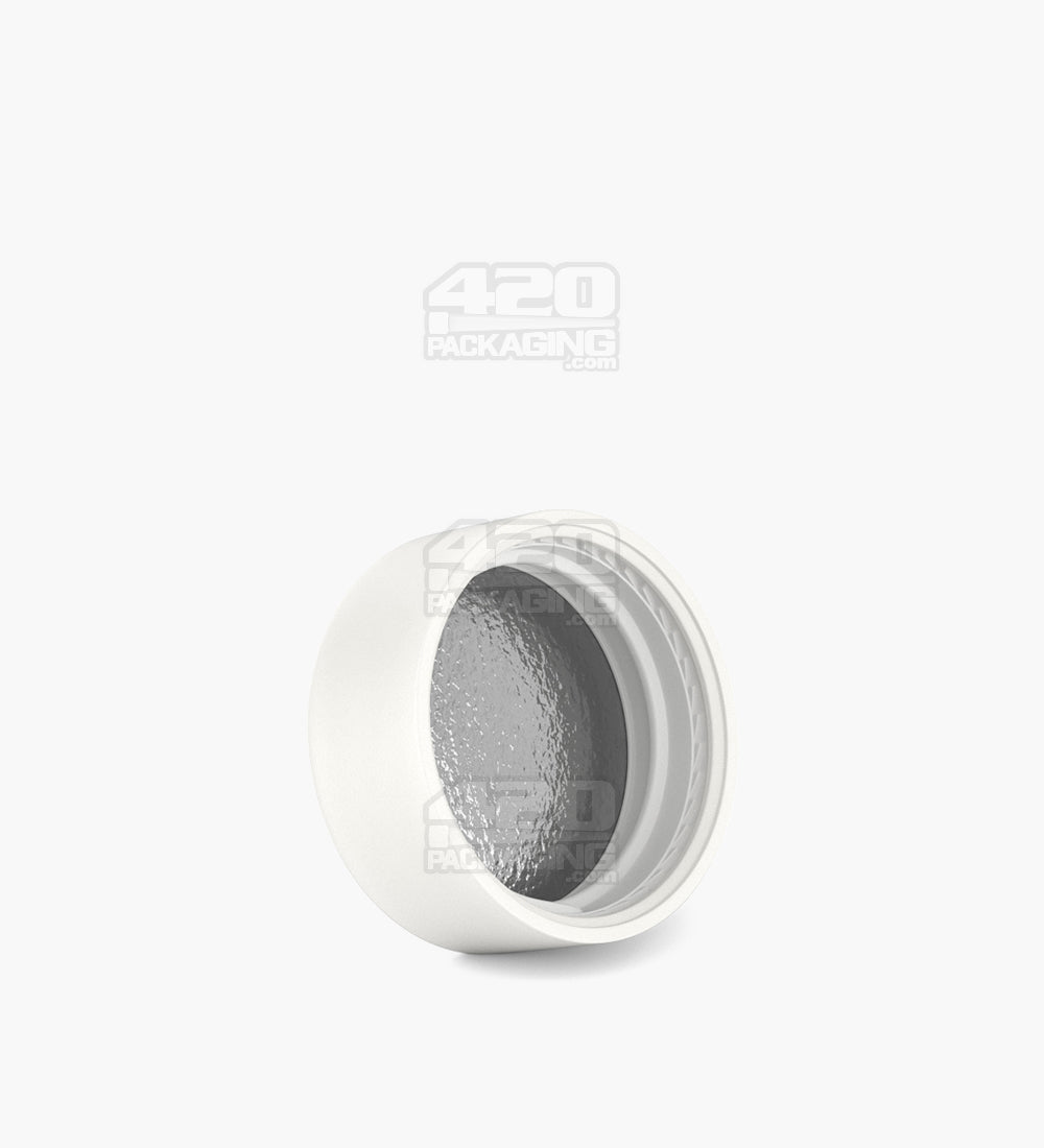 36mm Pollen Gear HiLine Push and Turn Child Resistant Plastic Flat Caps w/ Foil Liner - Matte White - 308/Box