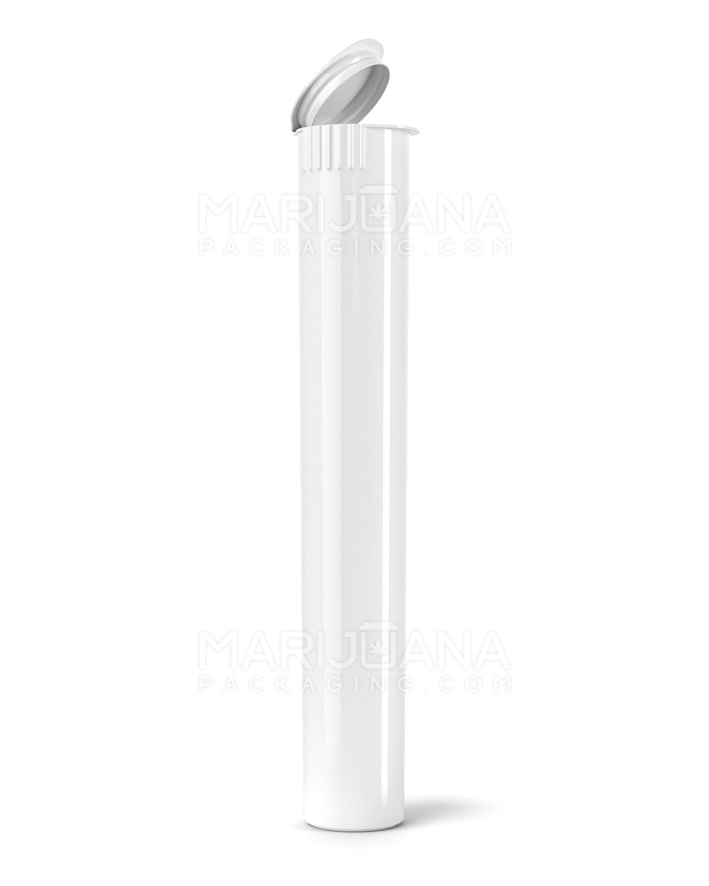 Child Resistant King Size Pop Top Opaque Plastic PCR Pre-Roll Tubes (Open) | 116mm - White | Sample