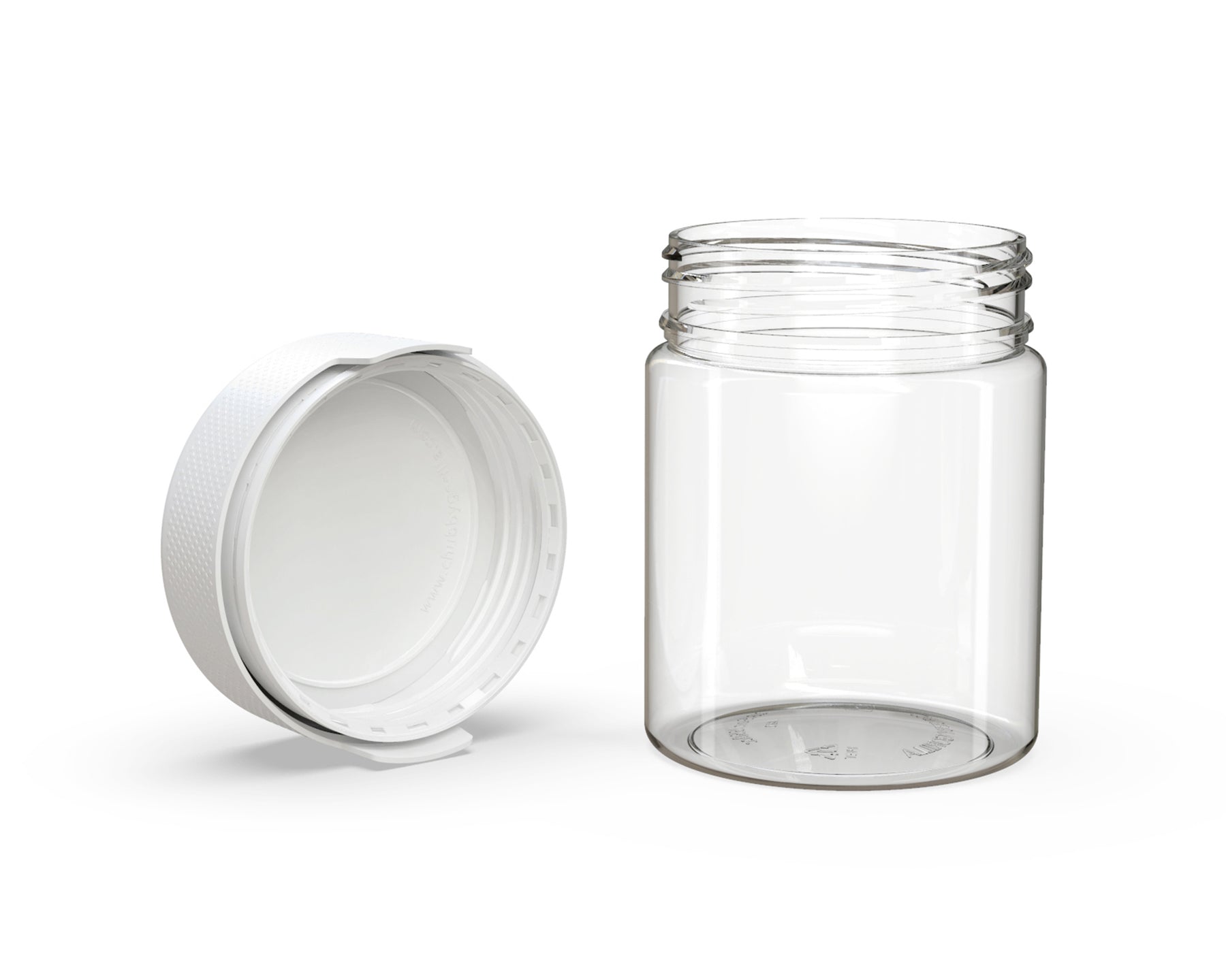 18.5oz Chubby Gorilla Clear Child Resistant Plastic Aviator XL Container w/ White Cap 60/Box