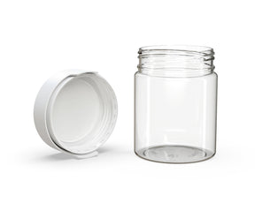 18.5oz Chubby Gorilla Clear Child Resistant Plastic Aviator XL Container w/ White Cap 60/Box