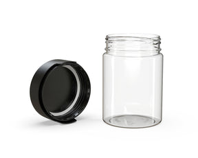 21.5oz Chubby Gorilla Clear Child Resistant Plastic Aviator XL Container w/ Black Cap 40/Box