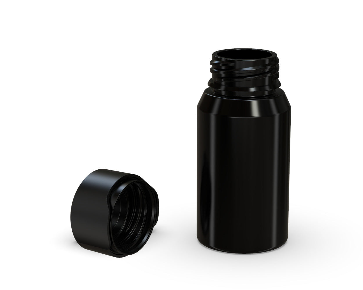 CHUBBY GORILLA | Child Resistant Mini Aviator Shot Bottles Black | 60mL - w/ Black Lid - 500 Count