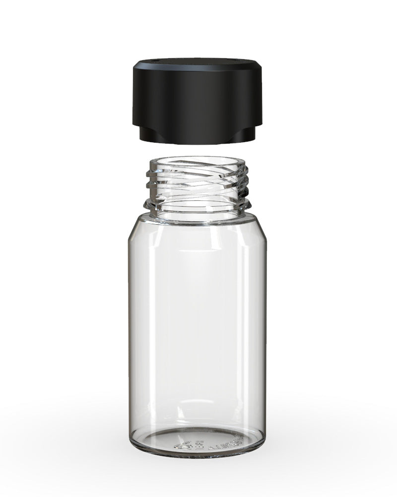 CHUBBY GORILLA | Child Resistant Mini Aviator Shot Bottles Clear | 60mL - w/ Black Lid - 500 Count