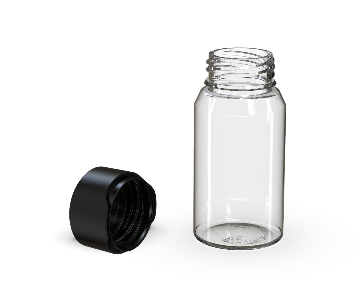 CHUBBY GORILLA | Child Resistant Mini Aviator Shot Bottles Clear | 60mL - w/ Black Lid - 500 Count