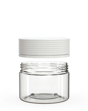 10oz Chubby Gorilla Clear Plastic Child Resistant Plastic Spiral XL Jars w/ White Cap 80/Box