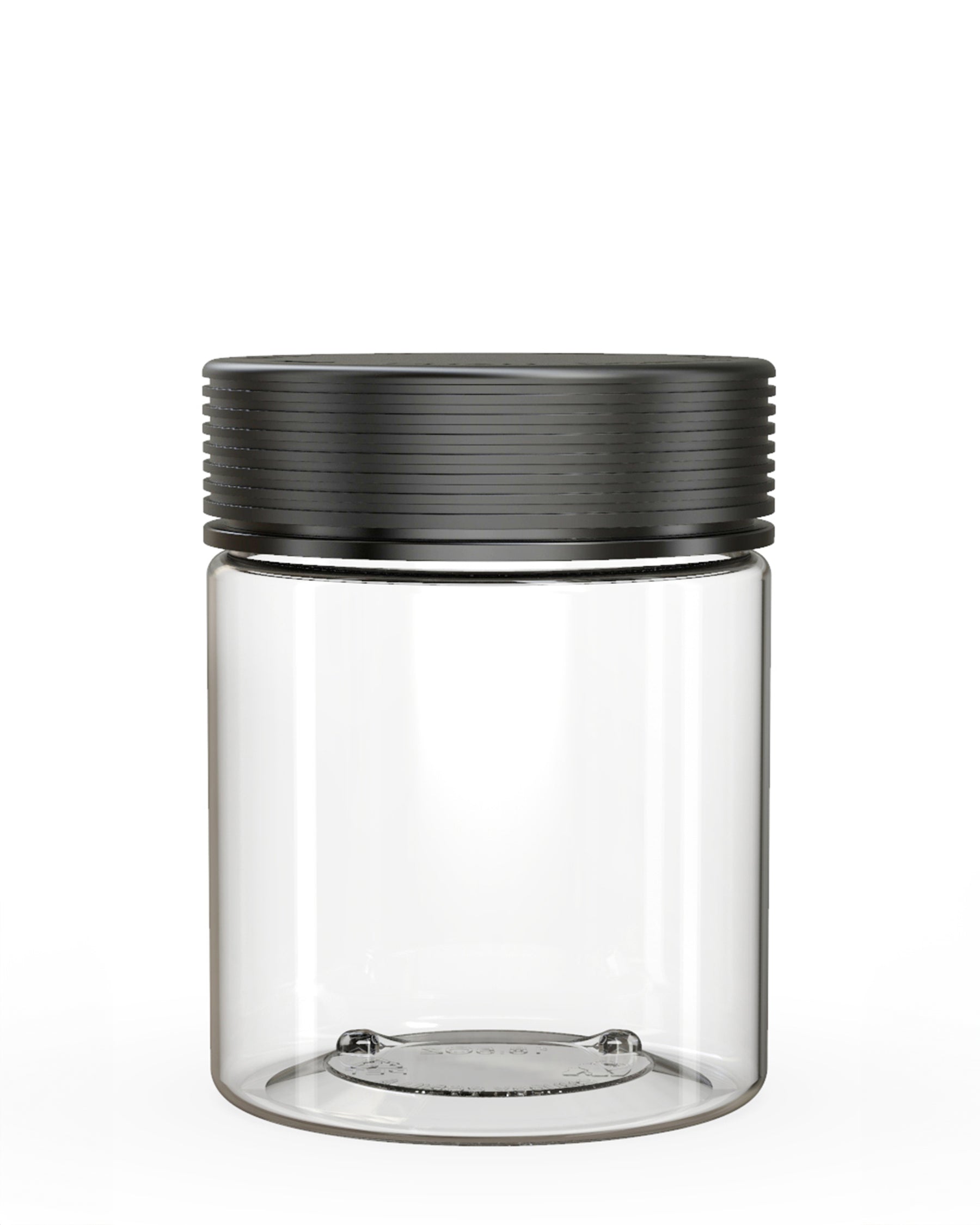 18.5oz Chubby Gorilla Clear Plastic Child Resistant Plastic Spiral XL Jars w/ Black Cap 60/Box