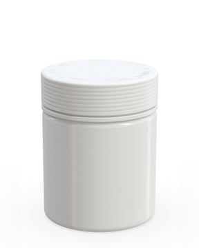 18.5oz Chubby Gorilla White Plastic Child Resistant Plastic Spiral XL Jars w/ White Cap 60/Box