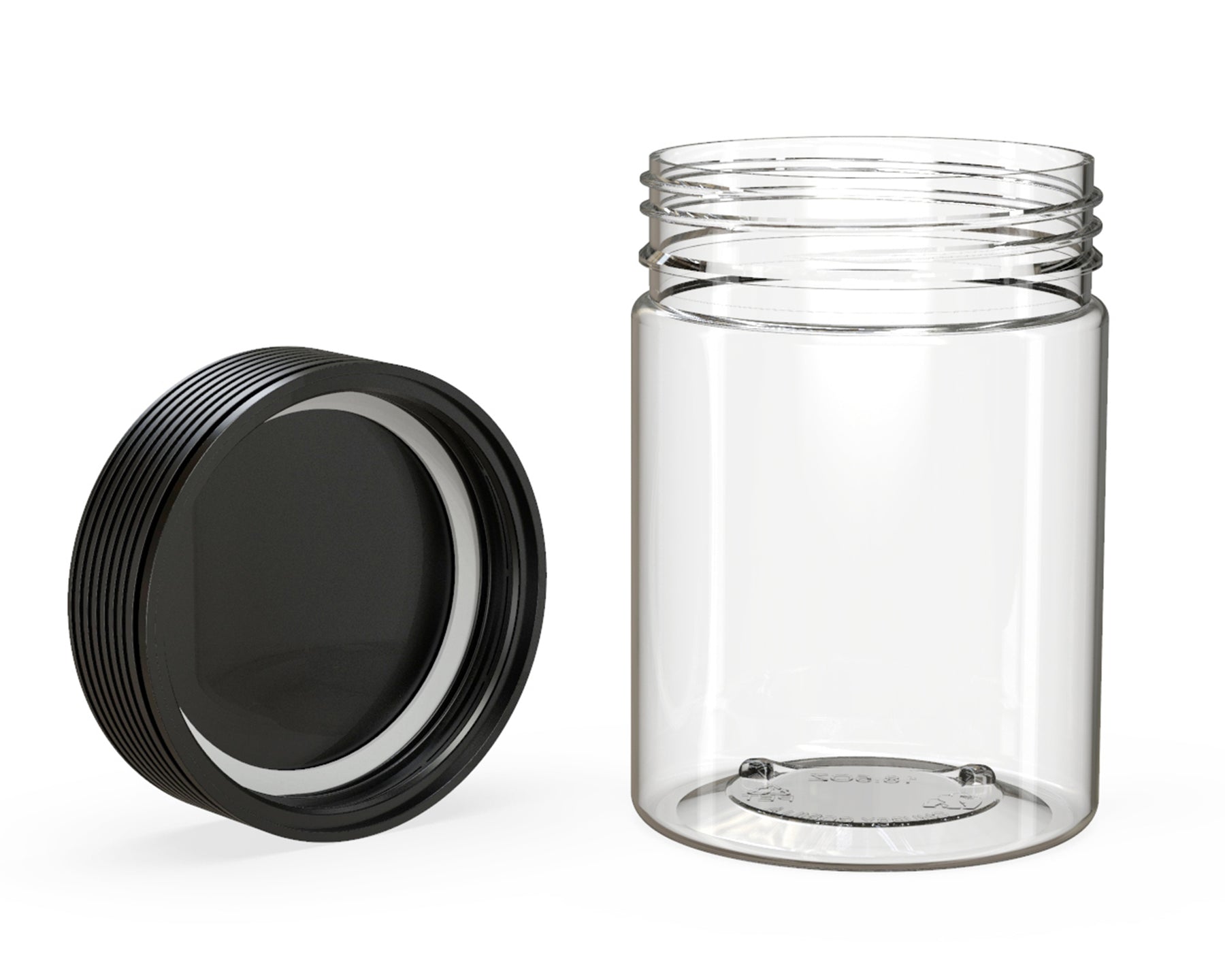 21.5oz Chubby Gorilla Clear Plastic Child Resistant Plastic Spiral XL Jars w/ Black Cap 40/Box