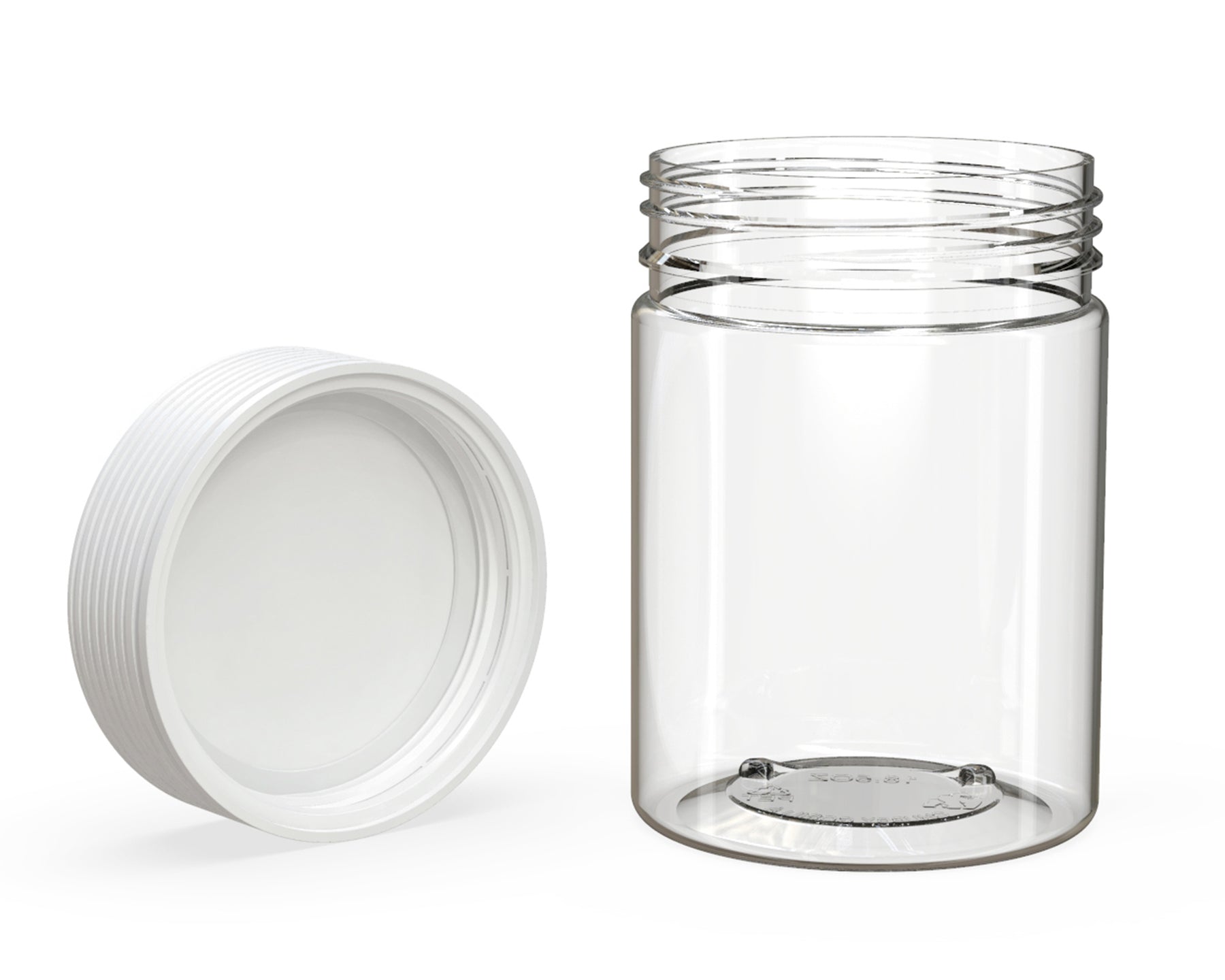 21.5oz Chubby Gorilla Clear Plastic Child Resistant Plastic Spiral XL Jars w/ White Cap 40/Box