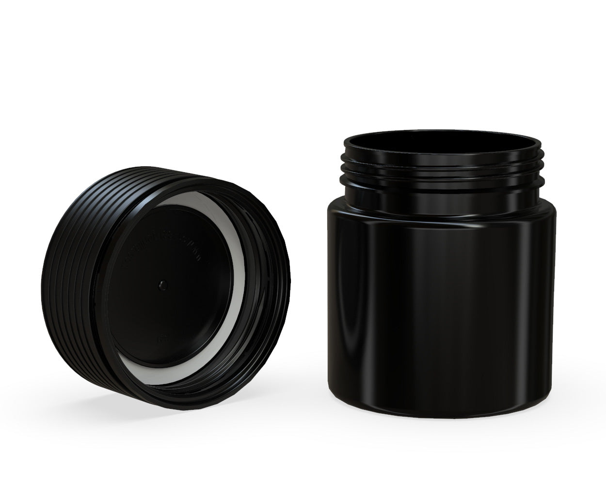 CHUBBY GORILLA | Child Resistant Black Plastic Thick Wall Spiral Jar w/ Black Cap | 55mm - 2oz - 150 Count