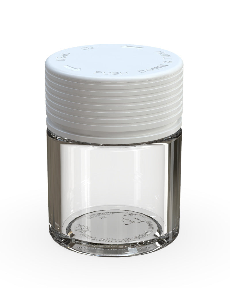 CHUBBY GORILLA | Child Resistant Clear Plastic Thick Wall Spiral Jar w/ White Cap | 55mm - 2oz - 150 Count