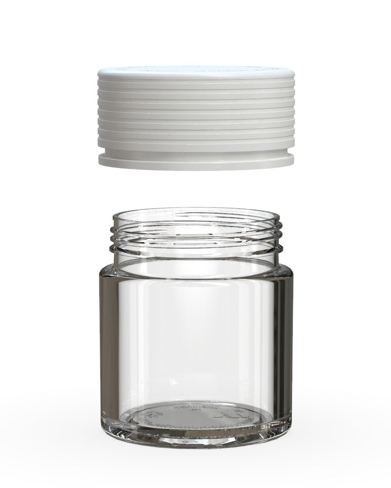 CHUBBY GORILLA | Child Resistant Clear Plastic Thick Wall Spiral Jar w/ White Cap | 55mm - 2oz - 150 Count