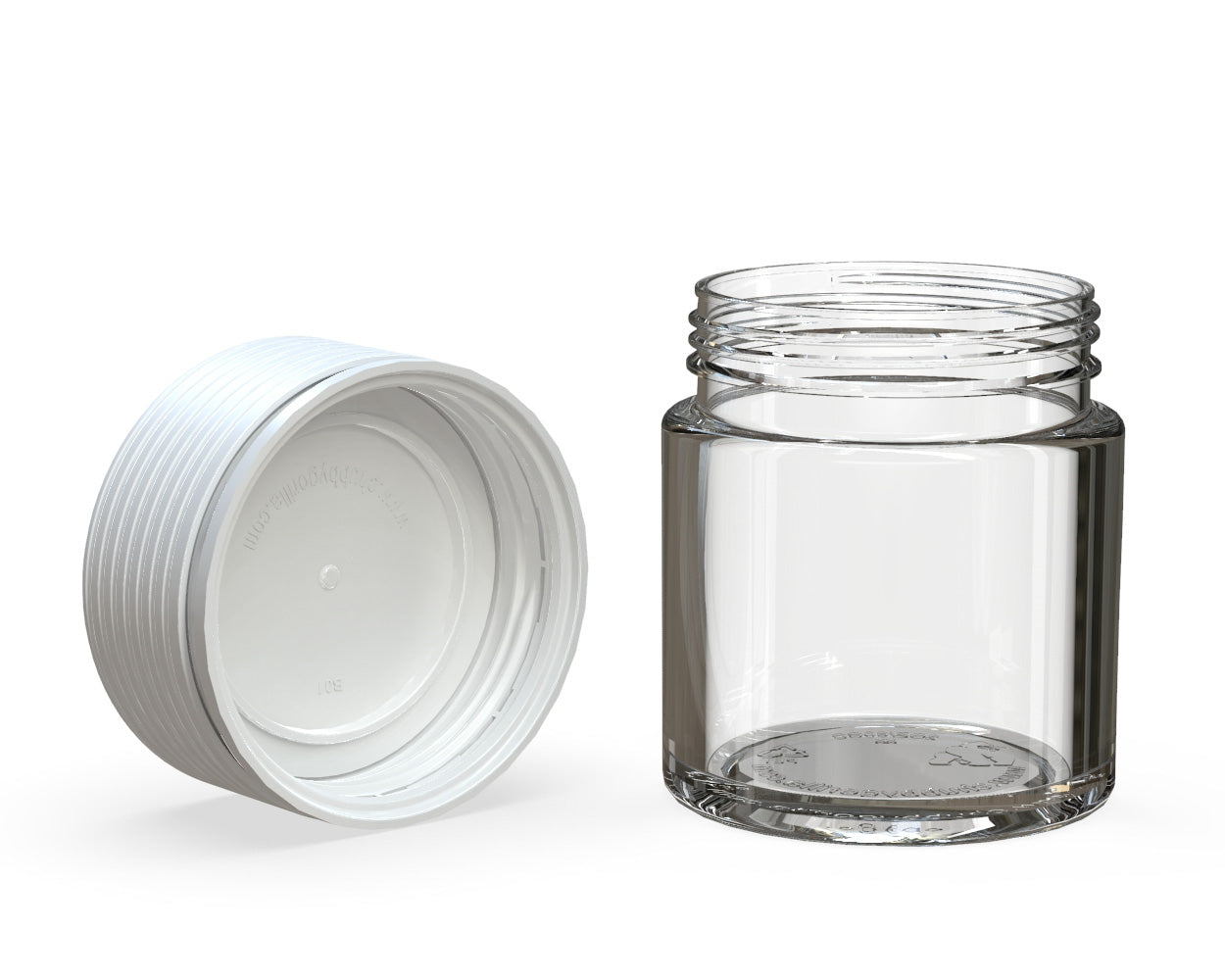 CHUBBY GORILLA | Child Resistant Clear Plastic Thick Wall Spiral Jar w/ White Cap | 55mm - 2oz - 150 Count