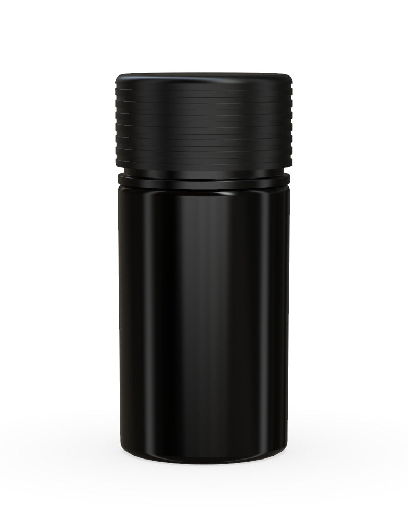 CHUBBY GORILLA | Child Resistant Black Plastic Mini Spiral Jar w/ Black Cap | 55mm - 1oz - 200 Count