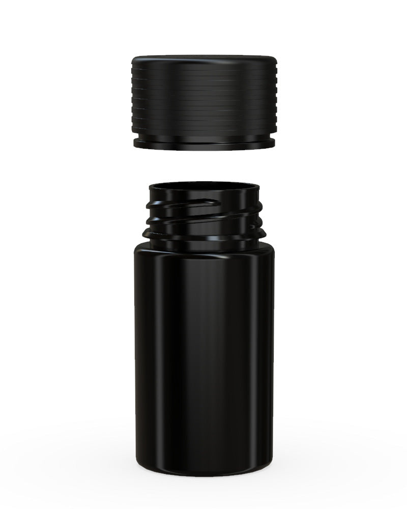 CHUBBY GORILLA | Child Resistant Black Plastic Mini Spiral Jar w/ Black Cap | 55mm - 1oz - 200 Count