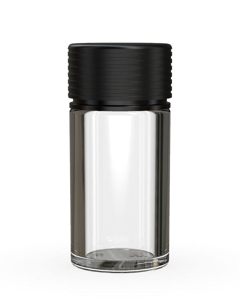 CHUBBY GORILLA | Child Resistant Clear Plastic Mini Spiral Jar w/ Black Cap | 55mm - 1oz - 200 Count