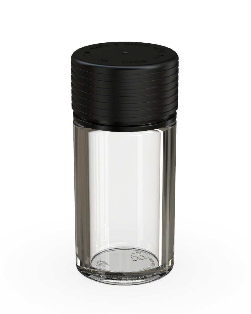 CHUBBY GORILLA | Child Resistant Clear Plastic Mini Spiral Jar w/ Black Cap | 55mm - 1oz - 200 Count
