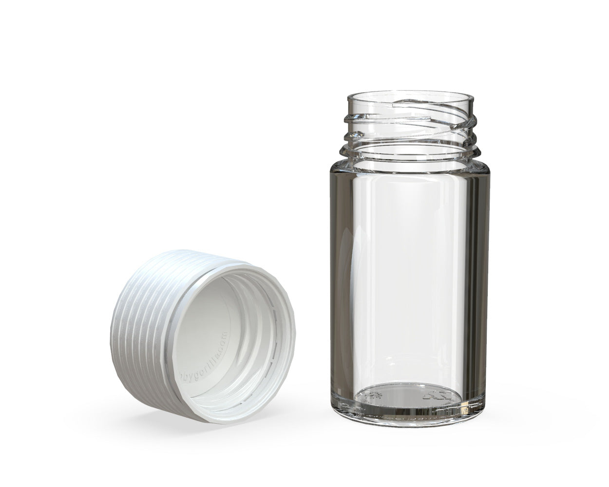 CHUBBY GORILLA | Child Resistant Clear Plastic Mini Spiral Jar w/ White Cap | 55mm - 1oz - 200 Count