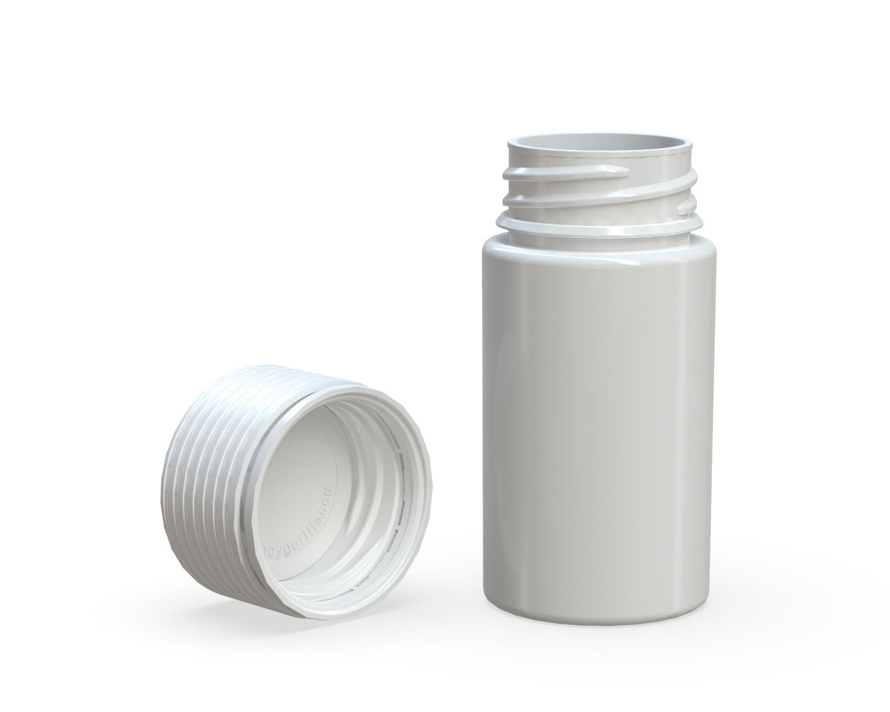 CHUBBY GORILLA | Child Resistant White Plastic Mini Spiral Jar w/ White Cap | 55mm - 1oz - 200 Count
