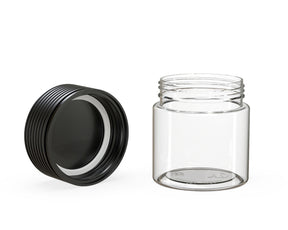 3oz Chubby Gorilla Clear Child Resistant Plastic Spiral Jar w/ Black Cap 400/Box