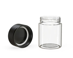 4oz Chubby Gorilla Clear Child Resistant Plastic Spiral Jar w/ Black Cap 400/Box