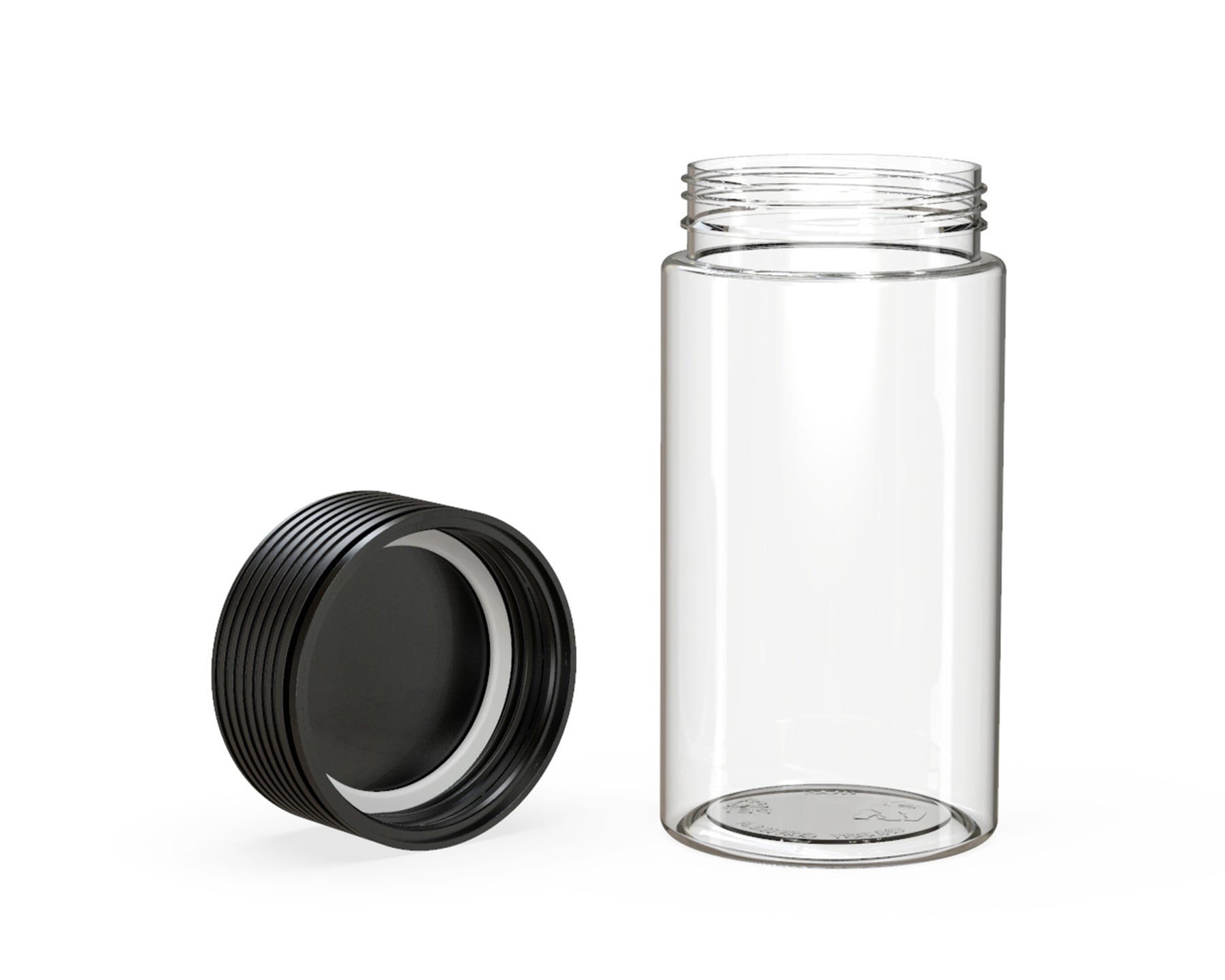 6oz Chubby Gorilla Clear Child Resistant Plastic Spiral Jar w/ Black Cap 300/Box