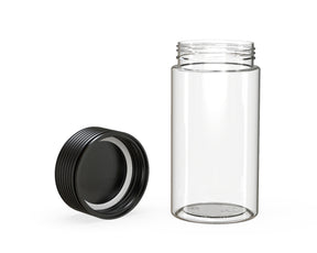 6oz Chubby Gorilla Clear Child Resistant Plastic Spiral Jar w/ Black Cap 300/Box