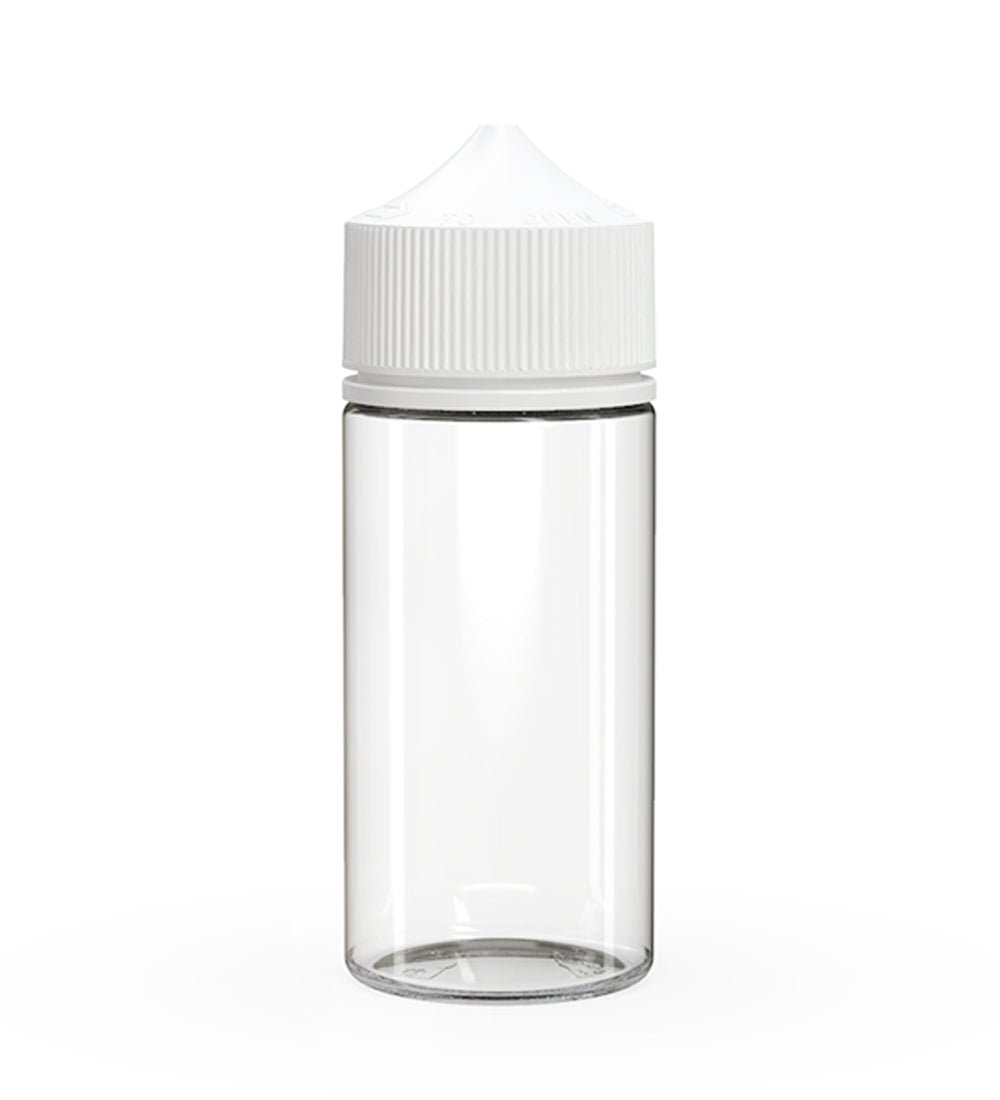 CHUBBY GORILLA Child Resistant Unicorn V3 PET Dropper Bottles Clear | 100mL - w/ White Lid | Sample