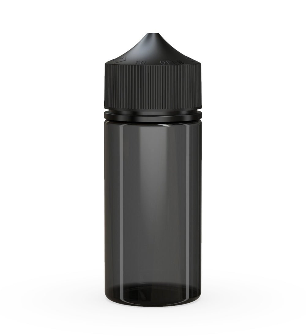 CHUBBY GORILLA Child Resistant Unicorn V3 PET Dropper Bottles Transparent Black | 100mL - w/ Black Lid | Sample