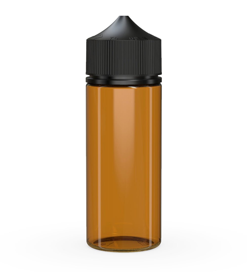 CHUBBY GORILLA Child Resistant Unicorn V3 PET Dropper Bottles Amber | 120mL - w/ Black Lid | Sample