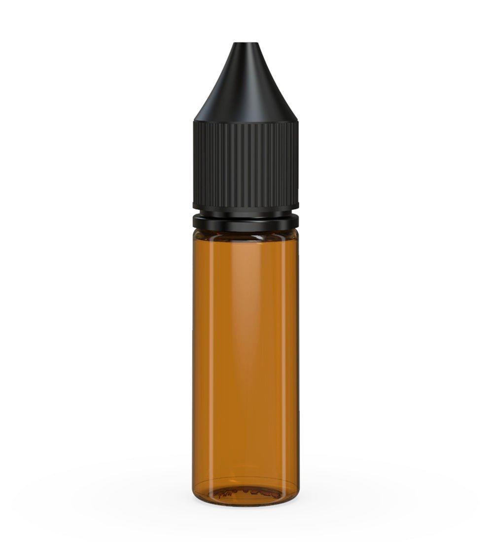CHUBBY GORILLA Child Resistant Unicorn V3 PET Dropper Bottles Amber | 16.5mL - w/ Black Lid | Sample