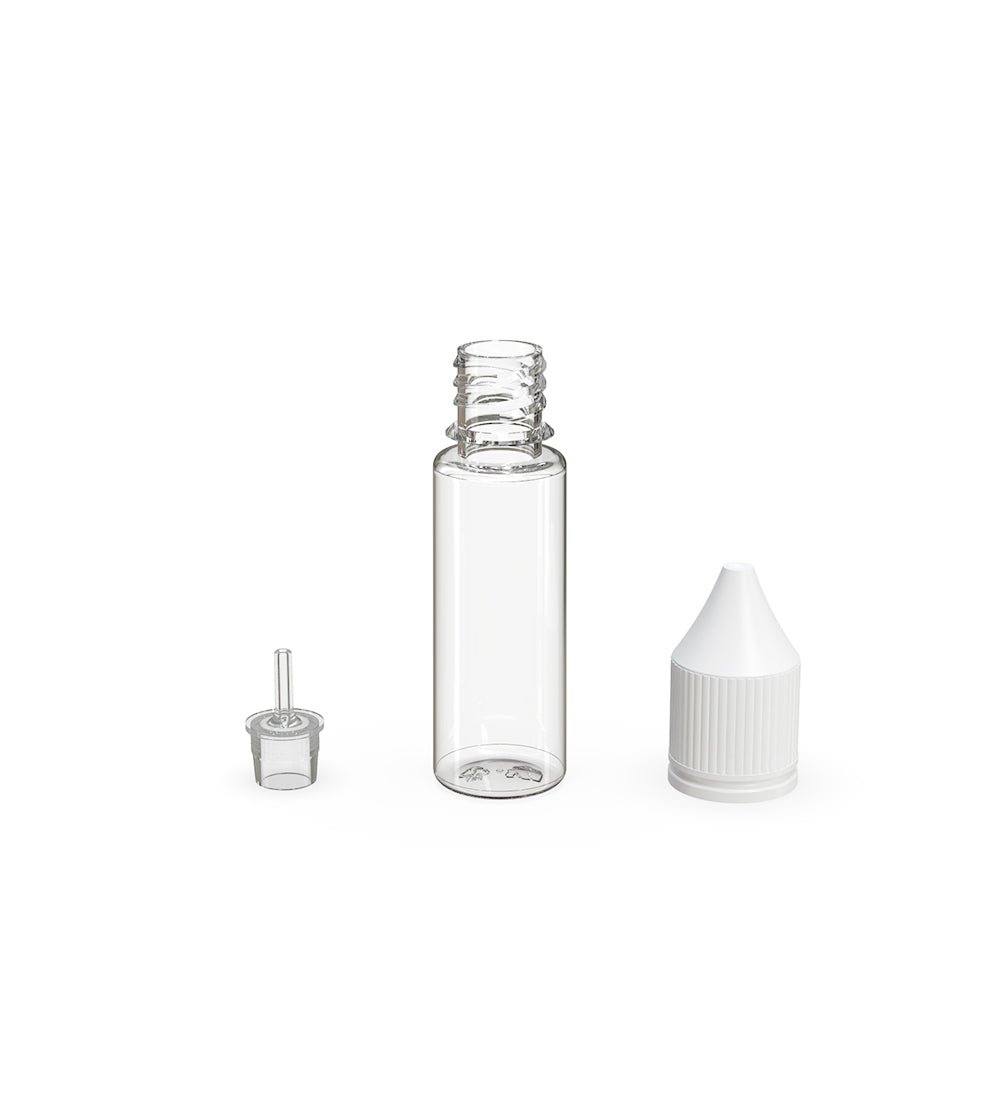 16.5mL Chubby Gorilla Clear Child Resistant PET Unicorn Dropper Bottles w/ White Closure 1000/Box - 4