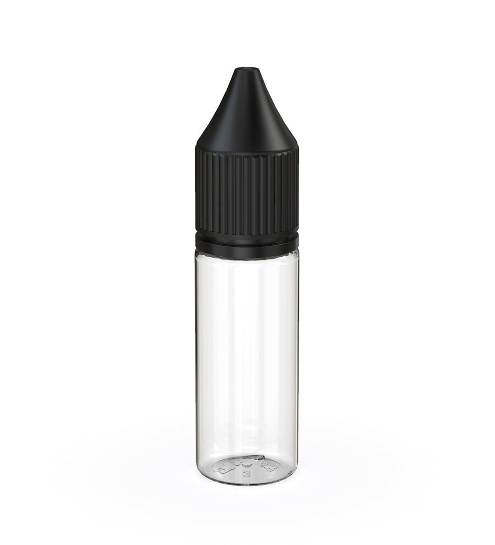 CHUBBY GORILLA Child Resistant Unicorn V3 PET Dropper Bottles Clear | 15mL - w/ Black Reducer | Sample