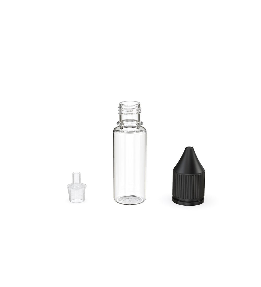 15mL Chubby Gorilla Clear Child Resistant PET Unicorn Dropper Bottles w/ Black Reducer 2000/Box - 3