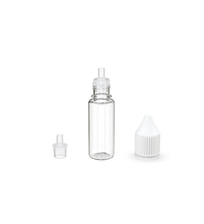 15mL Chubby Gorilla Clear Child Resistant PET Unicorn Dropper Bottles w/ White Reducer 2000/Box - 3