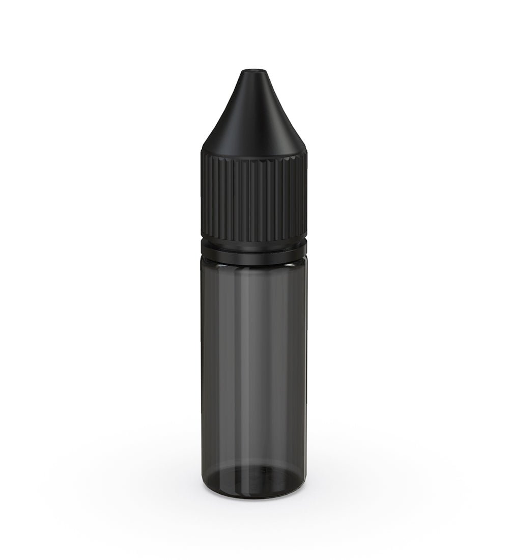 CHUBBY GORILLA Child Resistant Unicorn V3 PET Dropper Bottles Transparent Black | 15mL - w/ Black Reducer | Sample