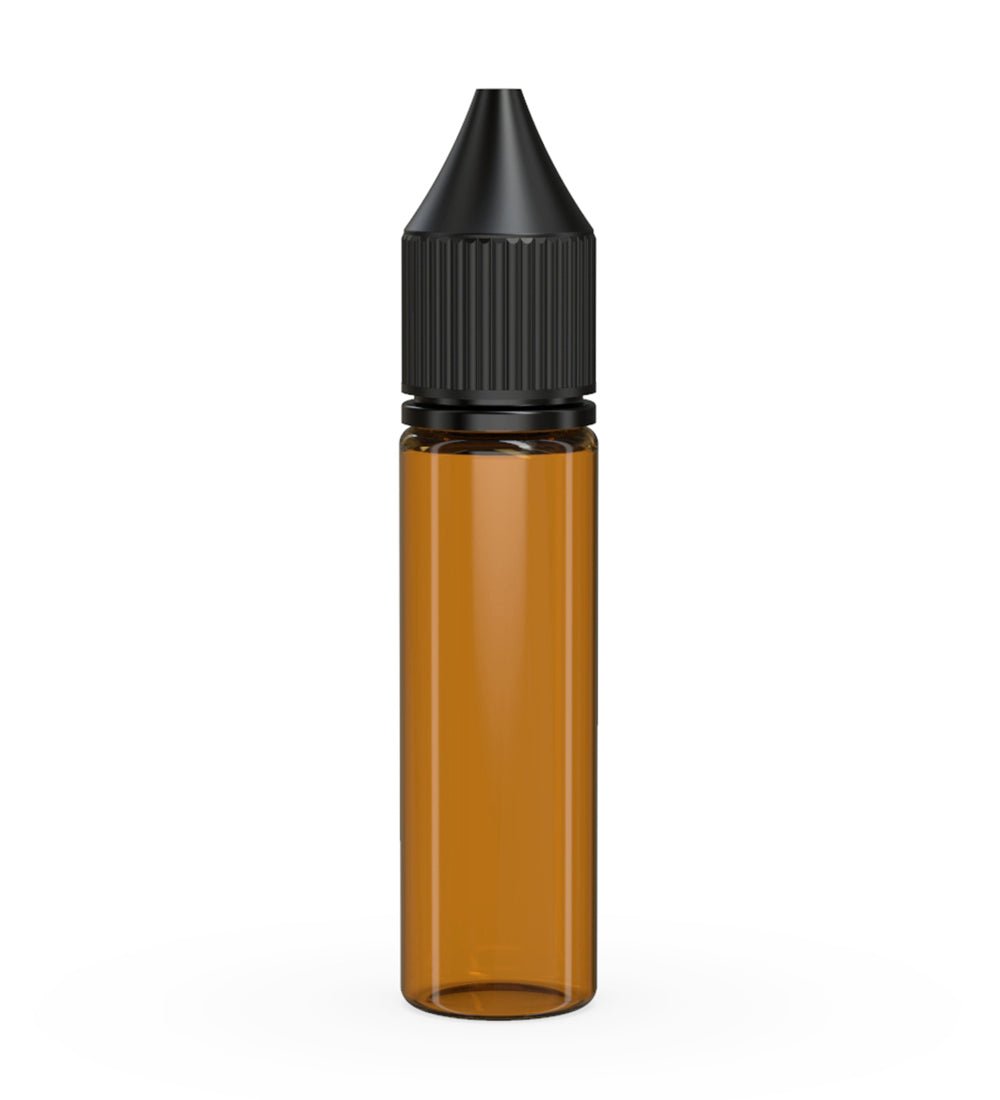 CHUBBY GORILLA Child Resistant Unicorn V3 PET Dropper Bottles Amber | 20mL - w/ Black Lid | Sample
