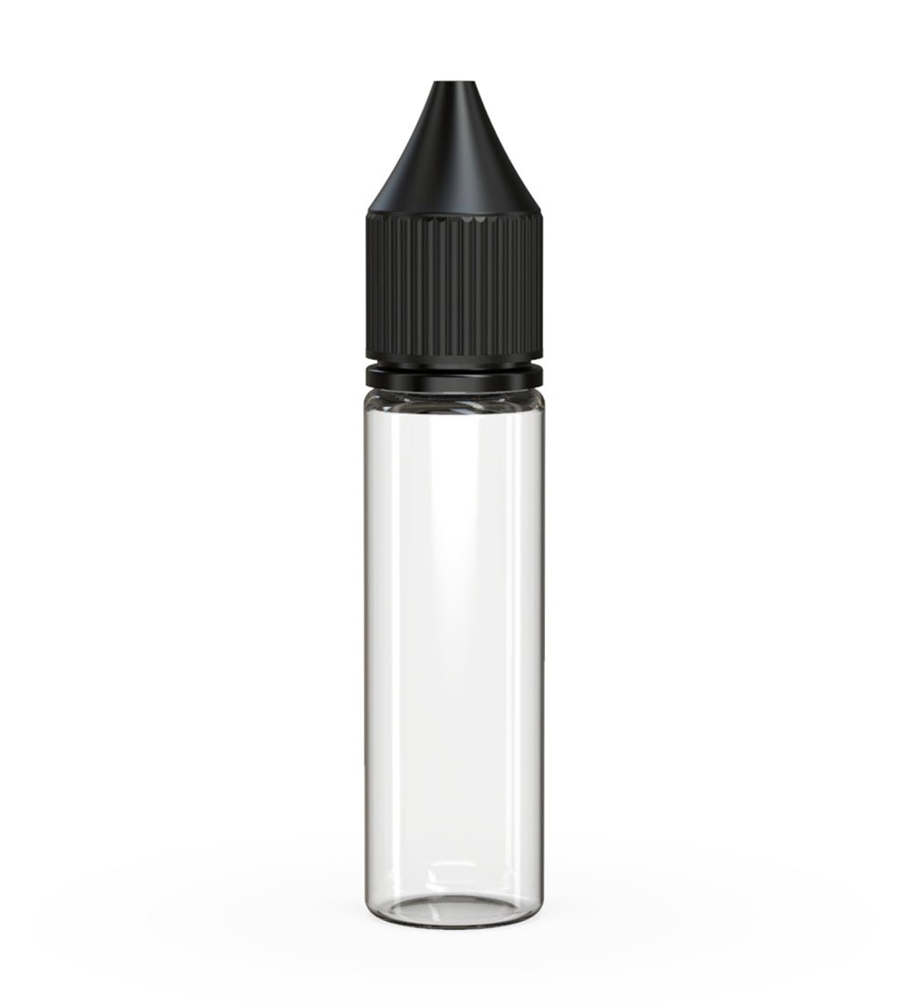 CHUBBY GORILLA Child Resistant Unicorn V3 PET Dropper Bottles Clear | 20mL - w/ Black Lid | Sample