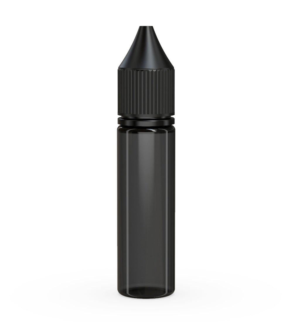 CHUBBY GORILLA Child Resistant Unicorn V3 PET Dropper Bottles Transparent Black | 20mL - w/ Black Lid | Sample