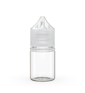 20mL Chubby Gorilla Clear Child Resistant PET Stubby Unicorn Dropper Bottles w/ Clear Closure 1000/Box - 1