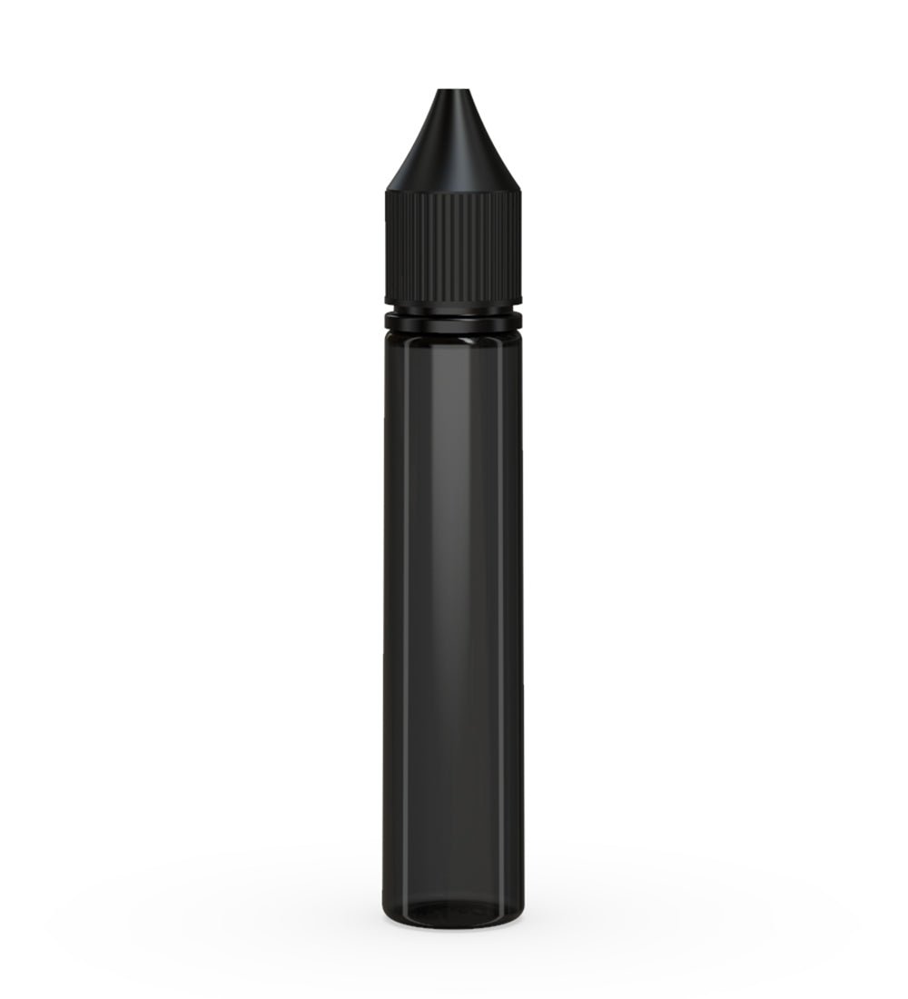 CHUBBY GORILLA Child Resistant Unicorn V3 PET Dropper Bottles Transparent Black | 30mL - w/ Black Lid | Sample