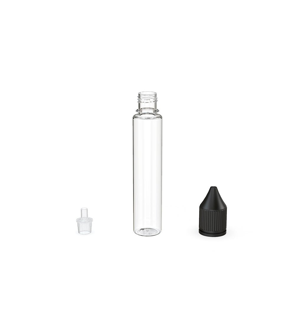 30mL Chubby Gorilla Clear Child Resistant PET Unicorn Dropper Bottles w/ Black Reducer 2000/Box - 3